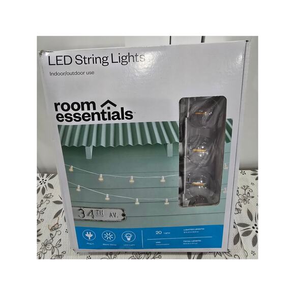 Room Essentials LED String Lights – Warm White Globe Bulbs – New in Box (Tested) - Picture 1 of 9
